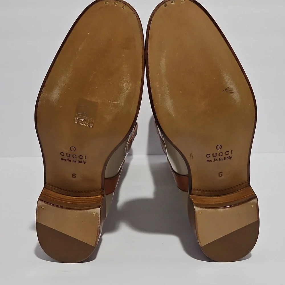 Gucci Women's Unisex Leather Mid-Calf Boot Beige/Tan 8 Shoe Horn Dust Bag Box - Picture 8 of 15